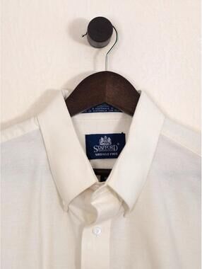 Stafford Wrinkle-Free Button Down Dress Shirt – Cream